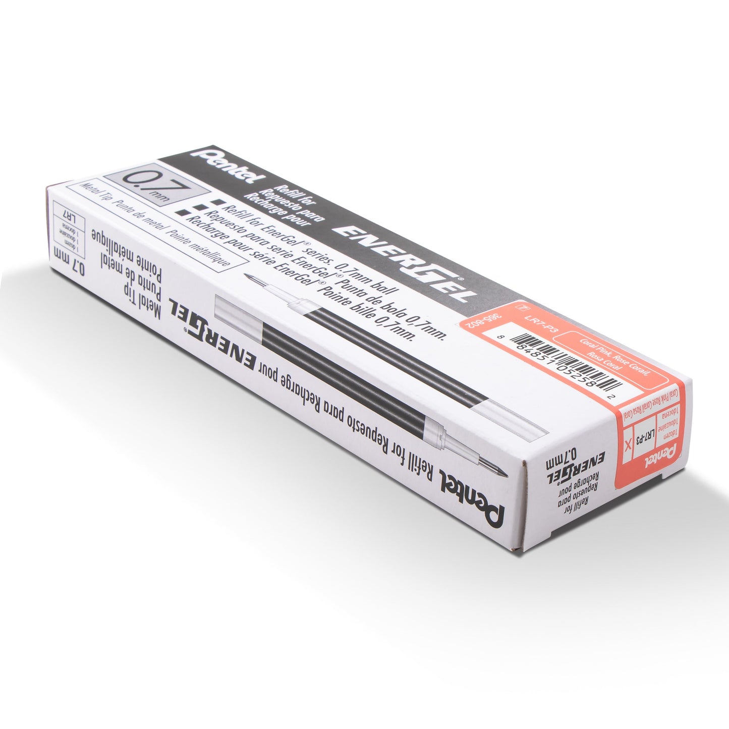 Refill Ink - For EnerGel Gel Pen, 0.7mm Metal Tip, Medium, Coral Pink Ink (LR7-P3)