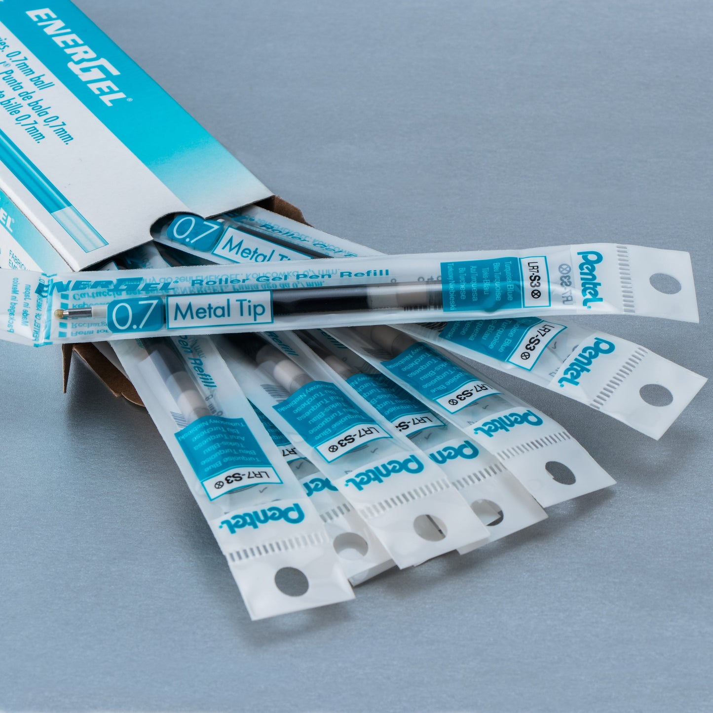 Refill Ink - For EnerGel Retractable Liquid Gel Pen, (0.7mm) Medium Line, Turquoise Ink (LR7-S3)