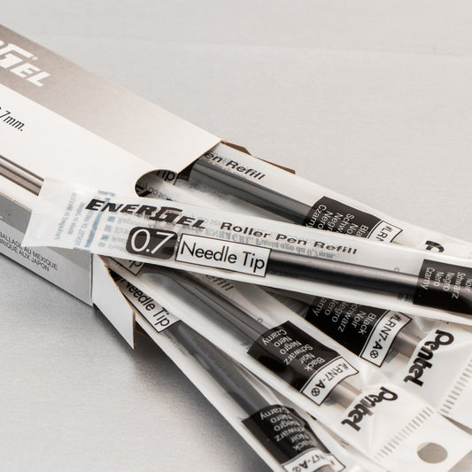 Pentel Refill Ink - For EnerGel Gel Pen 0.7mm Needle Tip, Medium, Black Ink (LRN7-A)