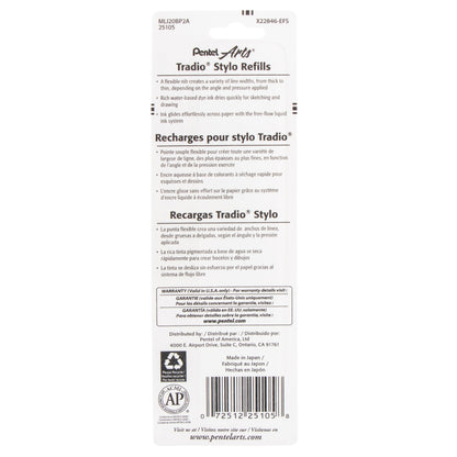 Pentel Arts Tradio Stylo Sketch Pen Refill, Black Ink, 2-Pk (MLJ20BP2A)
