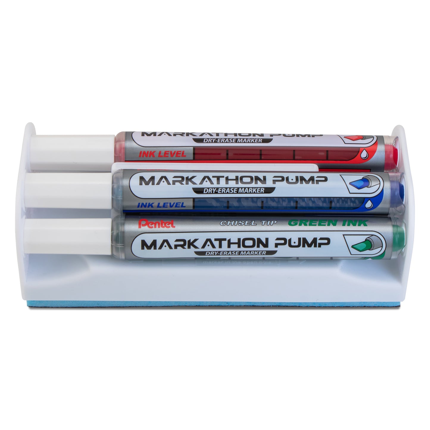 Markathon Pump Dry Erase Marker, Chisel Tip, Assorted Colors (A,B,C,D), 4-pk with Eraser (MWL6SXBP4MKIT)