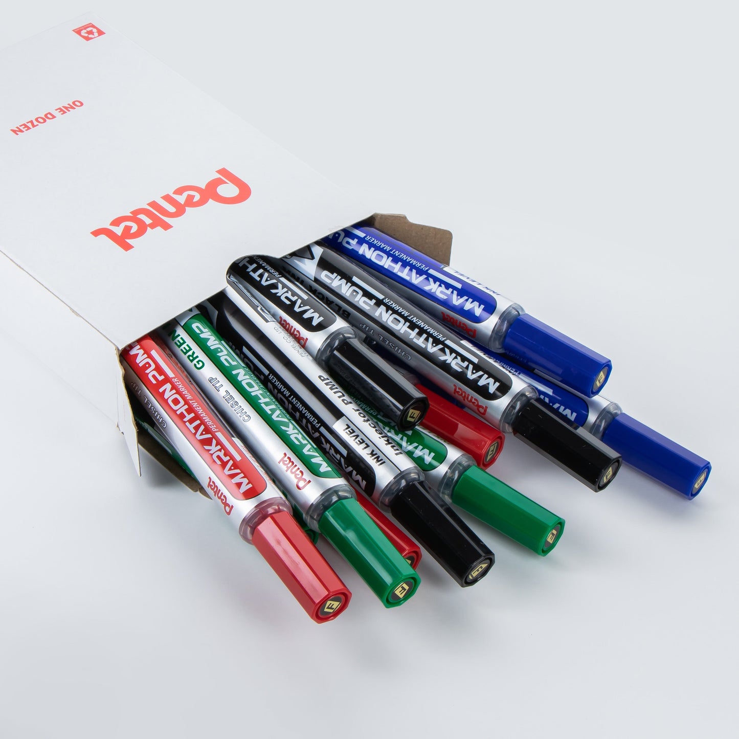 Markathon Pump Permanent Marker, Chisel Tip, Assorted color (3/A,3/B,3/C,3/D), Mixed OS (NLF60X-12M)