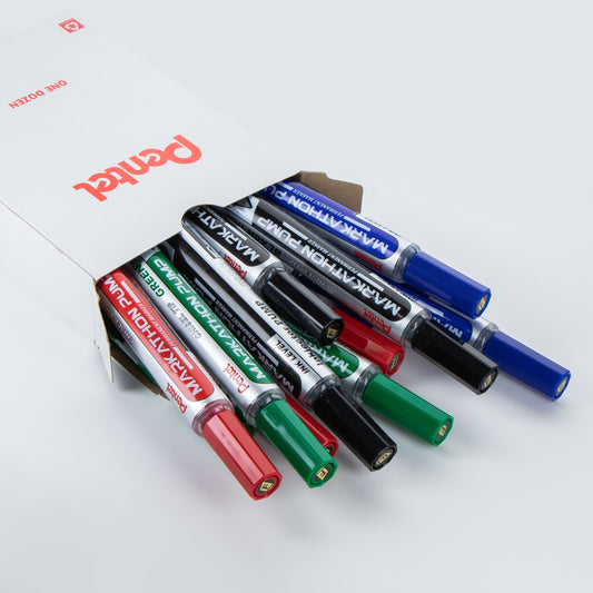 Markathon Pump Permanent Marker, Chisel Tip, Assorted color (3/A,3/B,3/C,3/D), Mixed OS (NLF60X-12M)