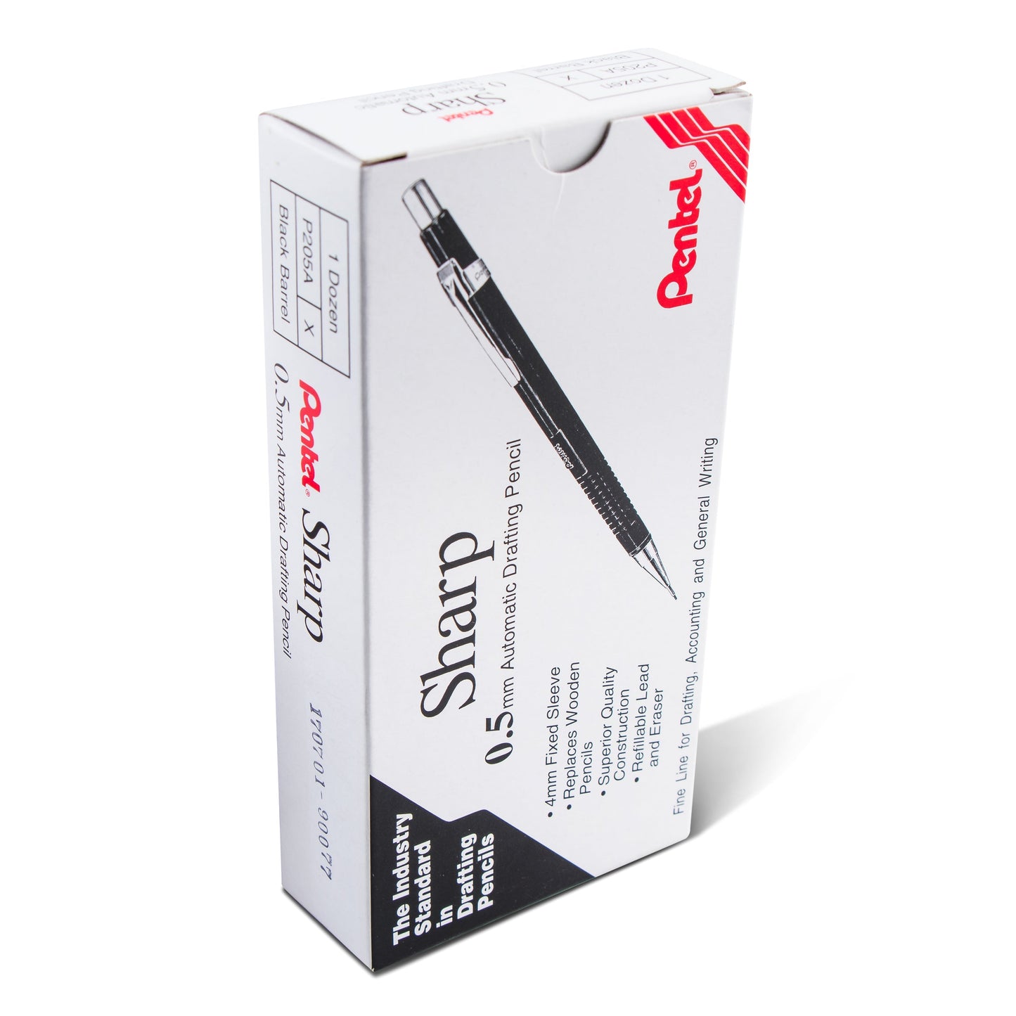 Pentel Sharp Mechanical Pencil (0.5mm), Black Barrel (P205A), 48 Dozen