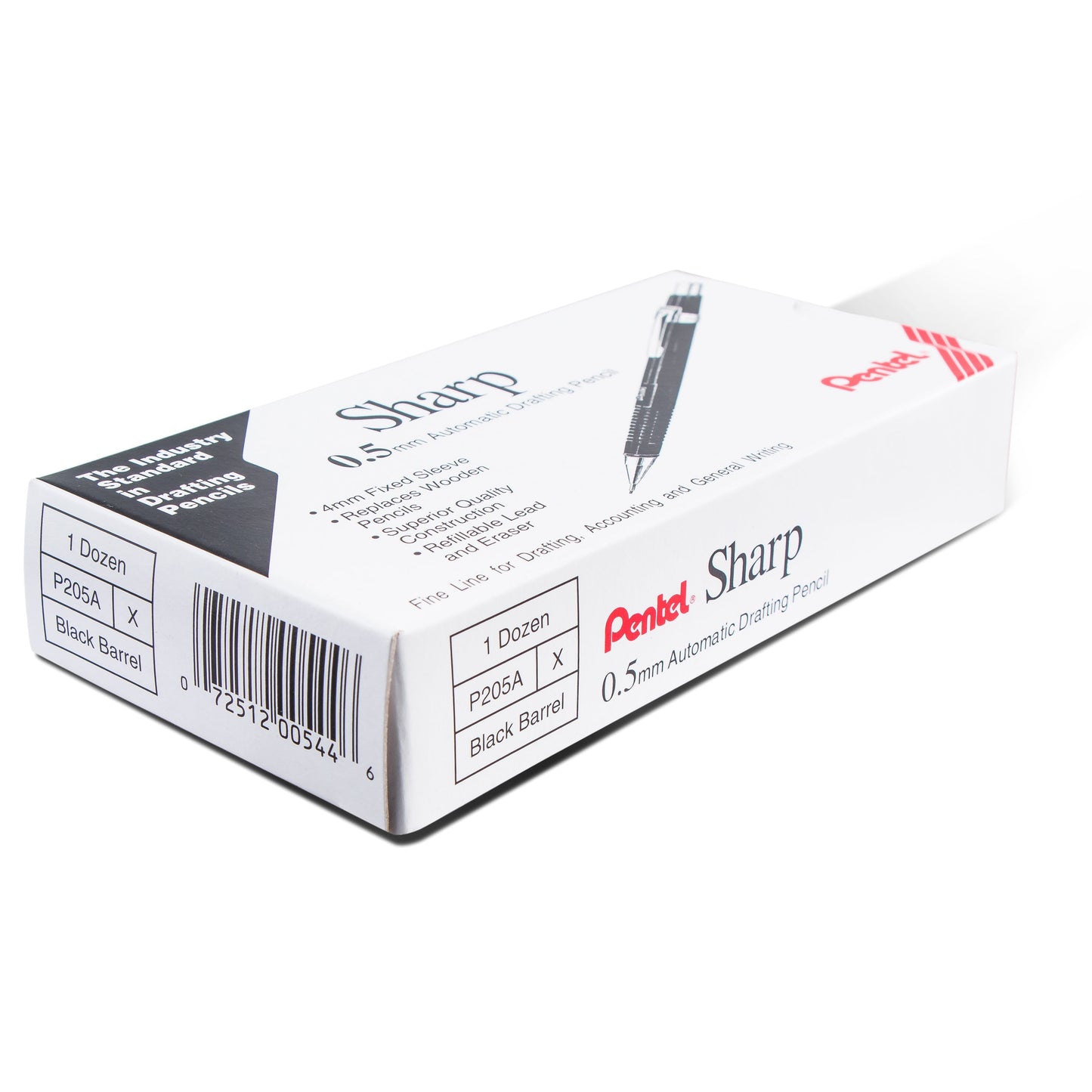 Pentel Sharp Mechanical Pencil (0.5mm), Black Barrel (P205A), 48 Dozen