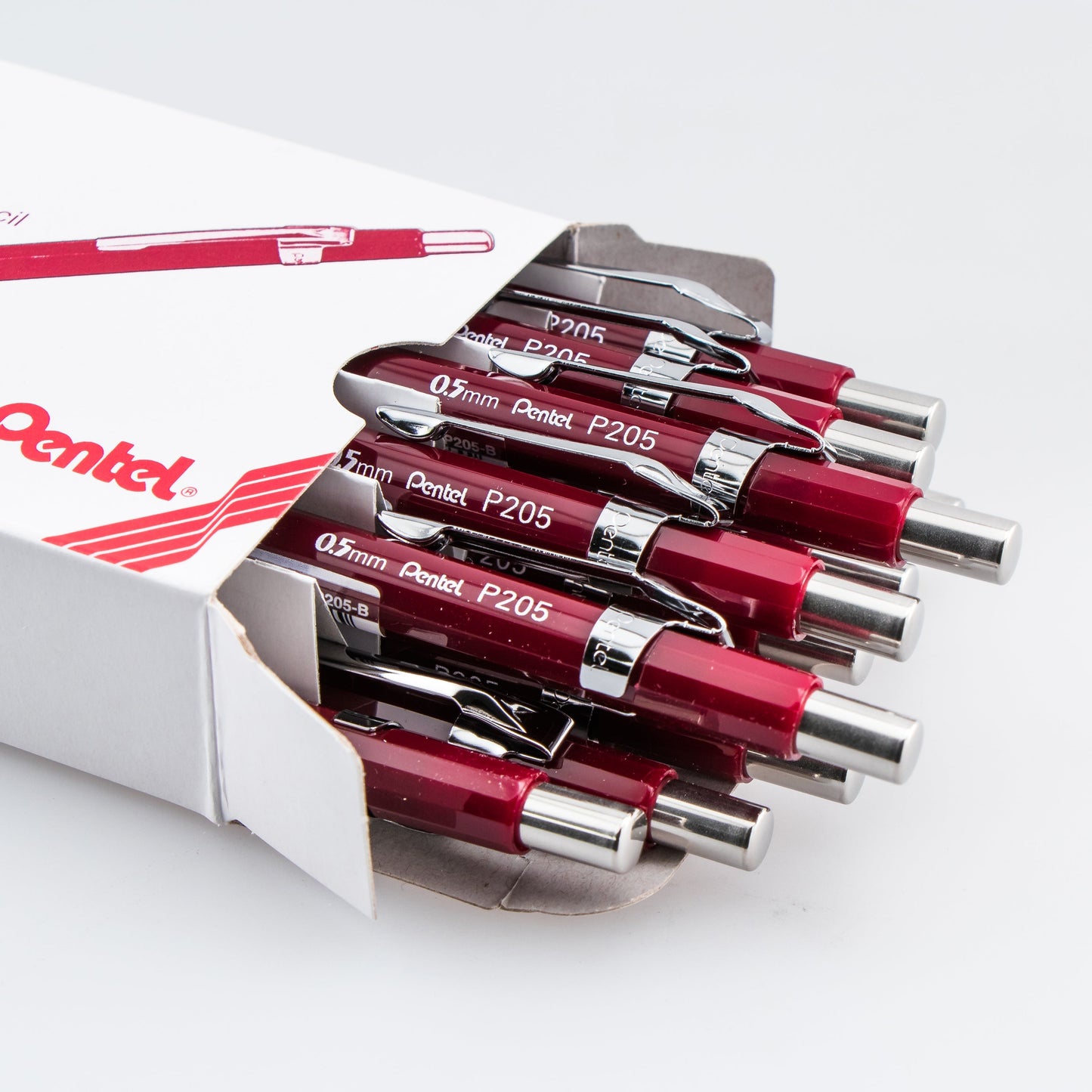 Pentel Sharp Mechanical Pencil (0.5mm), Red Barrel (P205B), 48 Dozen