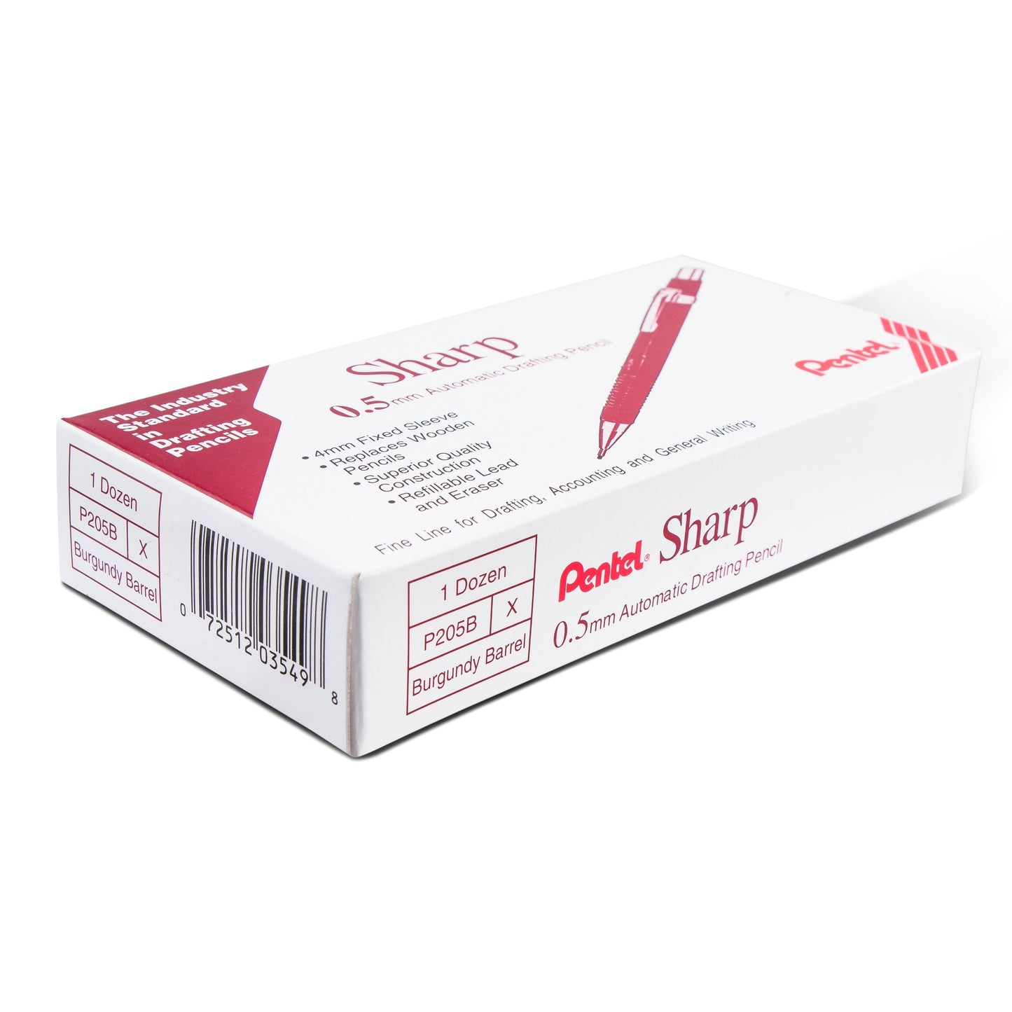 Pentel Sharp Mechanical Pencil (0.5mm), Red Barrel (P205B), 48 Dozen