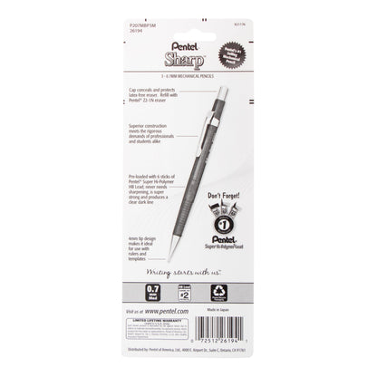 Pentel Sharp Mechanical Pencil (0.7mm) Metallic Barrels, Assorted Colors (Z/MS/MK1), 3-Pk (P207MBP3M)