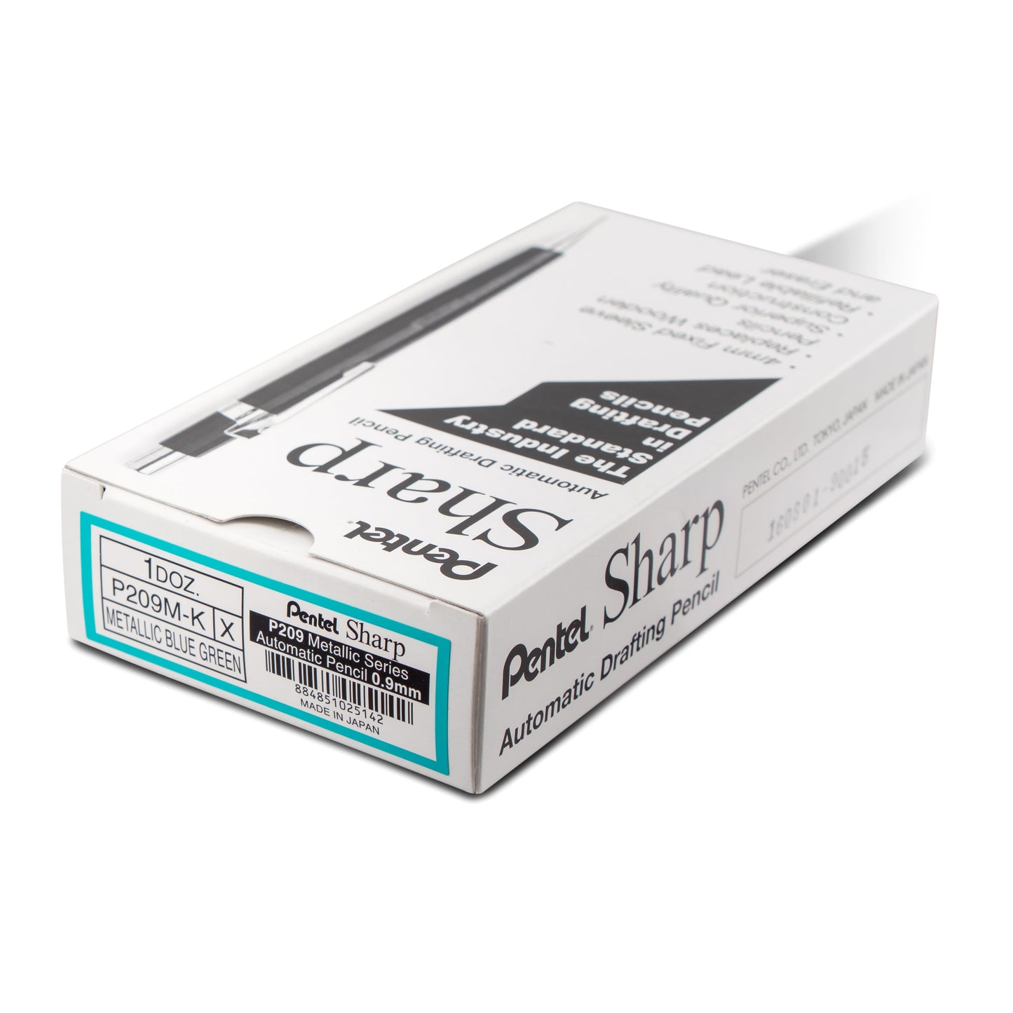 Pentel Sharp Mechanical Pencil, (0.9mm), Metallic Bluish Green Barrel (P209MK)