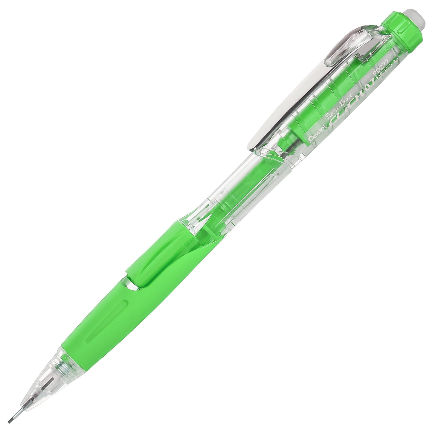 Twist-Erase CLICK  Mechanical Pencil, (0.7mm), Clear Barrel, Lime Green Grip (PD277TK)