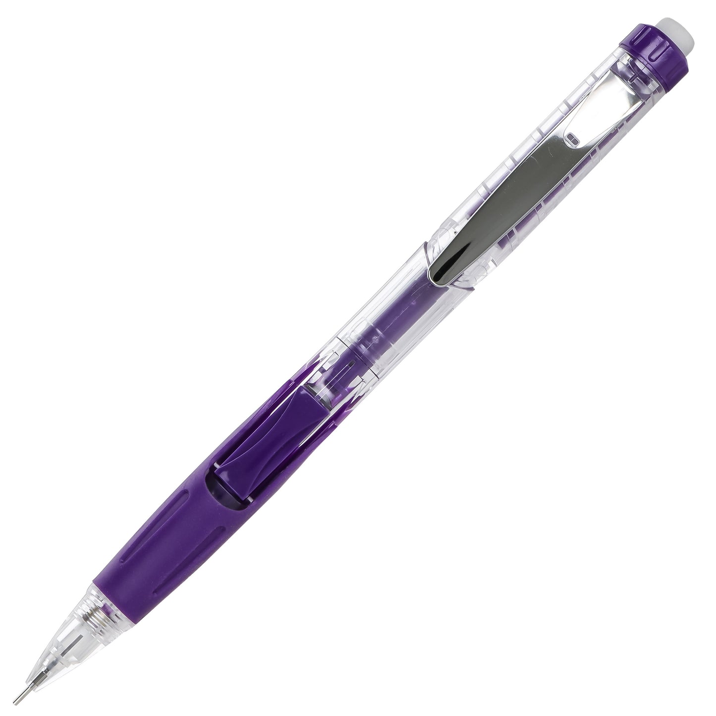 Twist-Erase Click Mechanical Pencil (0.7mm) Clear Barrel, Violet Grip (PD277TV)