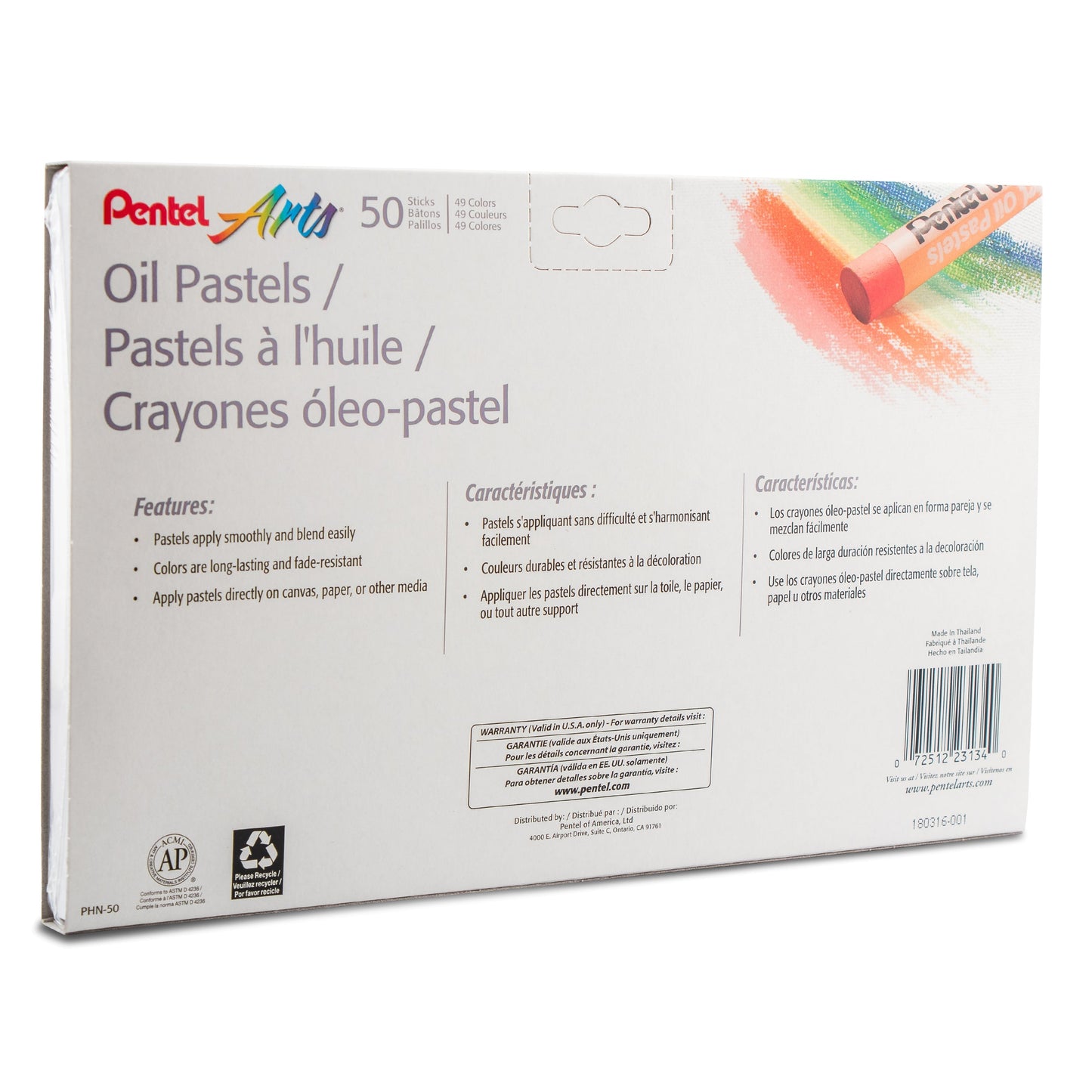 Pentel Arts Oil Pastels - 50 Color Set (PHN-50)