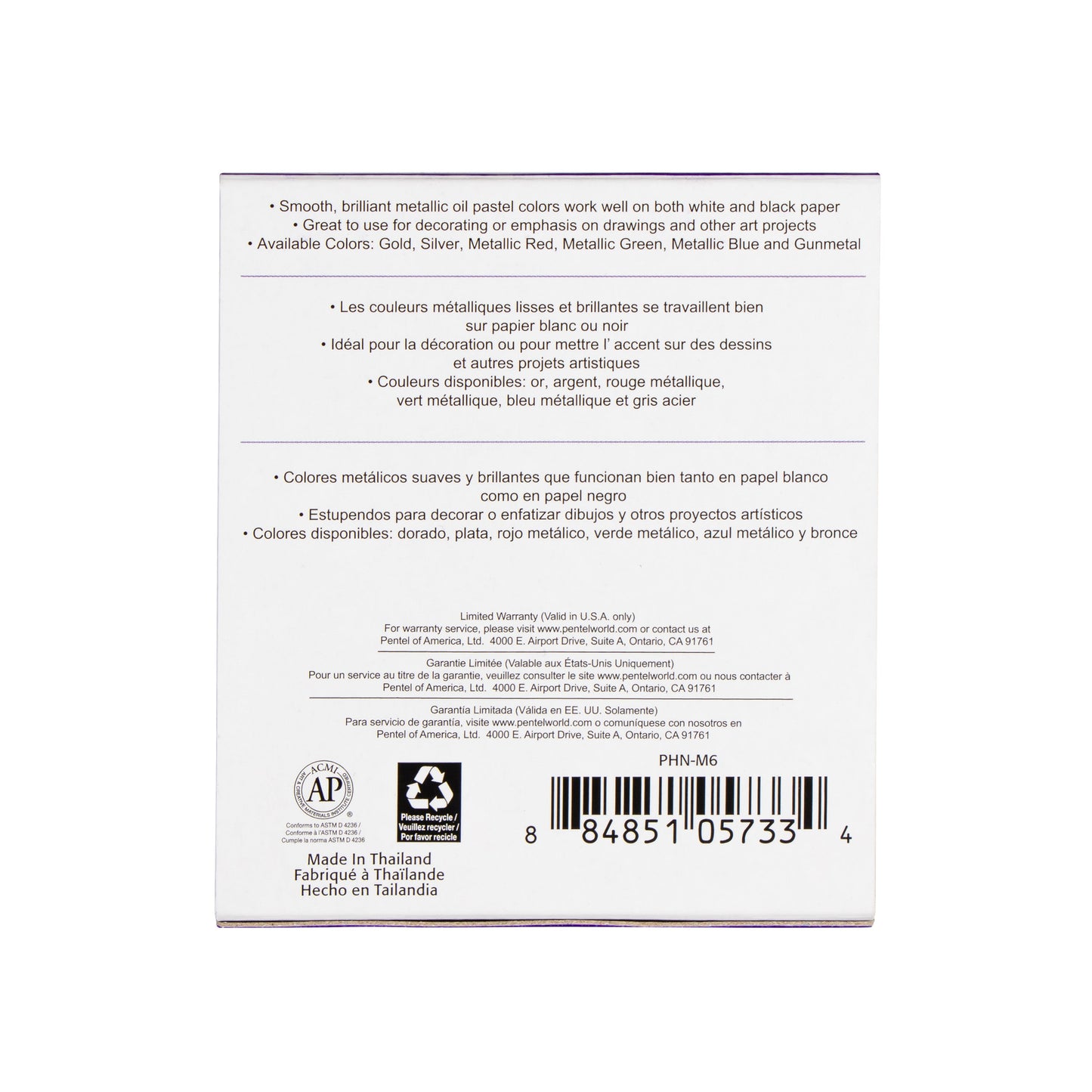 Pentel Arts Metallic Oil Pastels (PHN-M6)