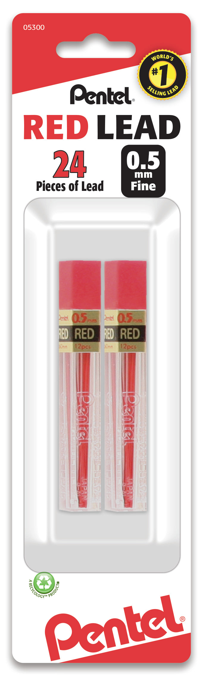 Refill Lead Red (0.5mm) Fine 12 pcs/Tube 2-Pk (PPR5BP2-K6)