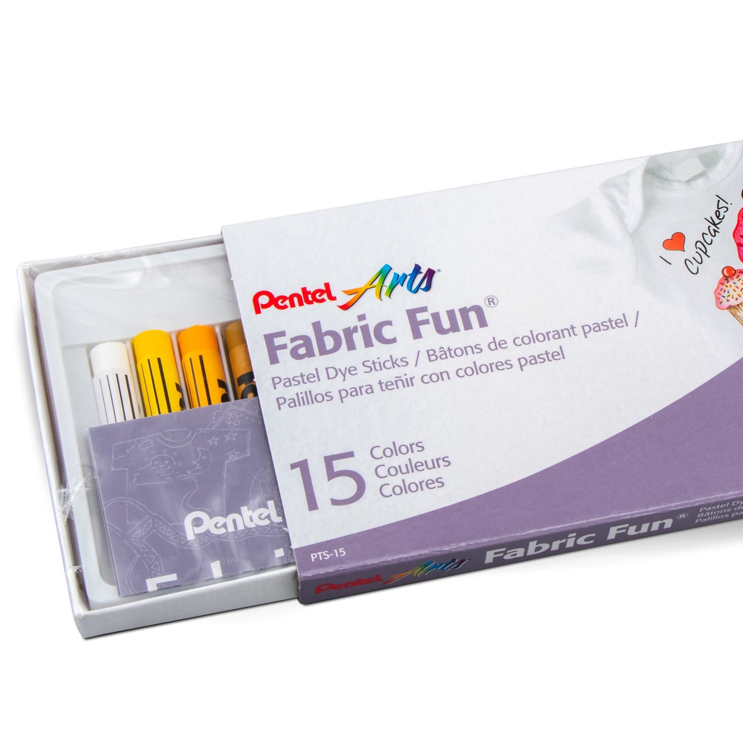 Pentel Arts Fabric Fun Pastel Dye Sticks - 15 Color Set (PTS-15)