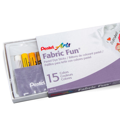 Pentel Arts Fabric Fun Pastel Dye Sticks - 15 Color Set (PTS-15)