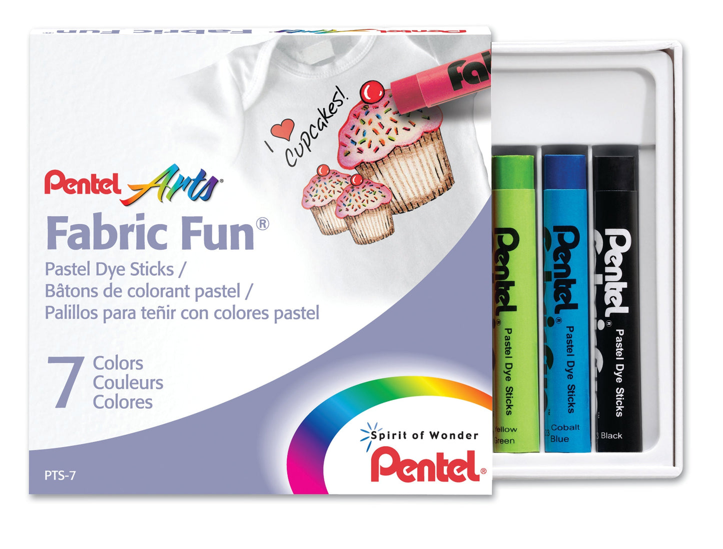 Pentel Arts Fabric Fun Pastel Dye Sticks - 7 Color Set (PTS-7)