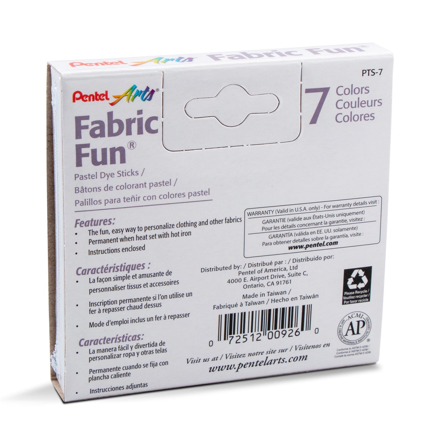 Pentel Arts Fabric Fun Pastel Dye Sticks - 7 Color Set (PTS-7)