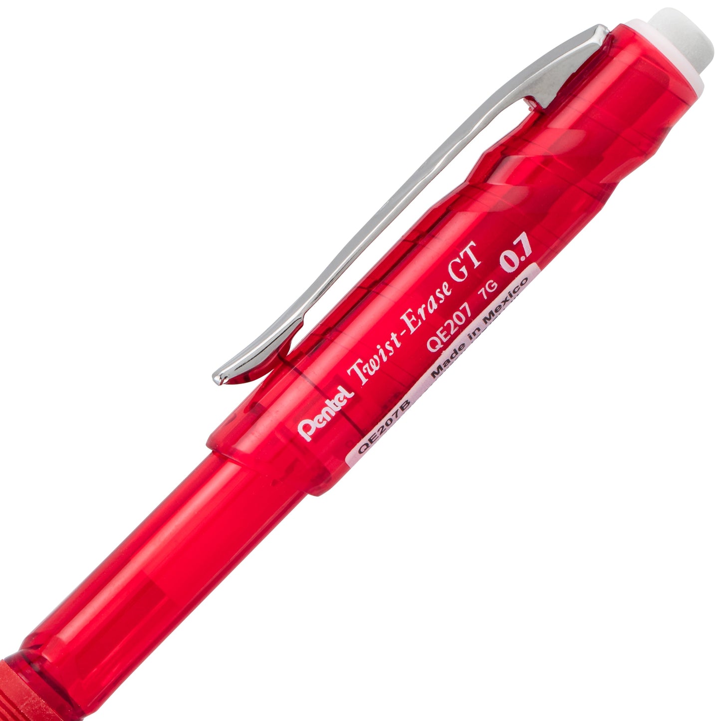 Twist-Erase GT (0.7mm) 1-CLICK Mechanical Pencil Transparent Red (QE207B)