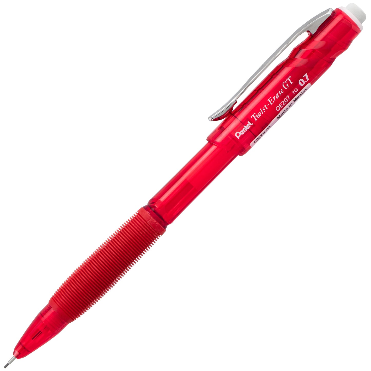 Twist-Erase GT (0.7mm) 1-CLICK Mechanical Pencil Transparent Red (QE207B)