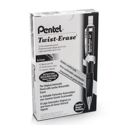 Pentel Twist-Erase III Mechanical Pencil (0.7mm), Black Barrel (QE517A), 48 Dozen