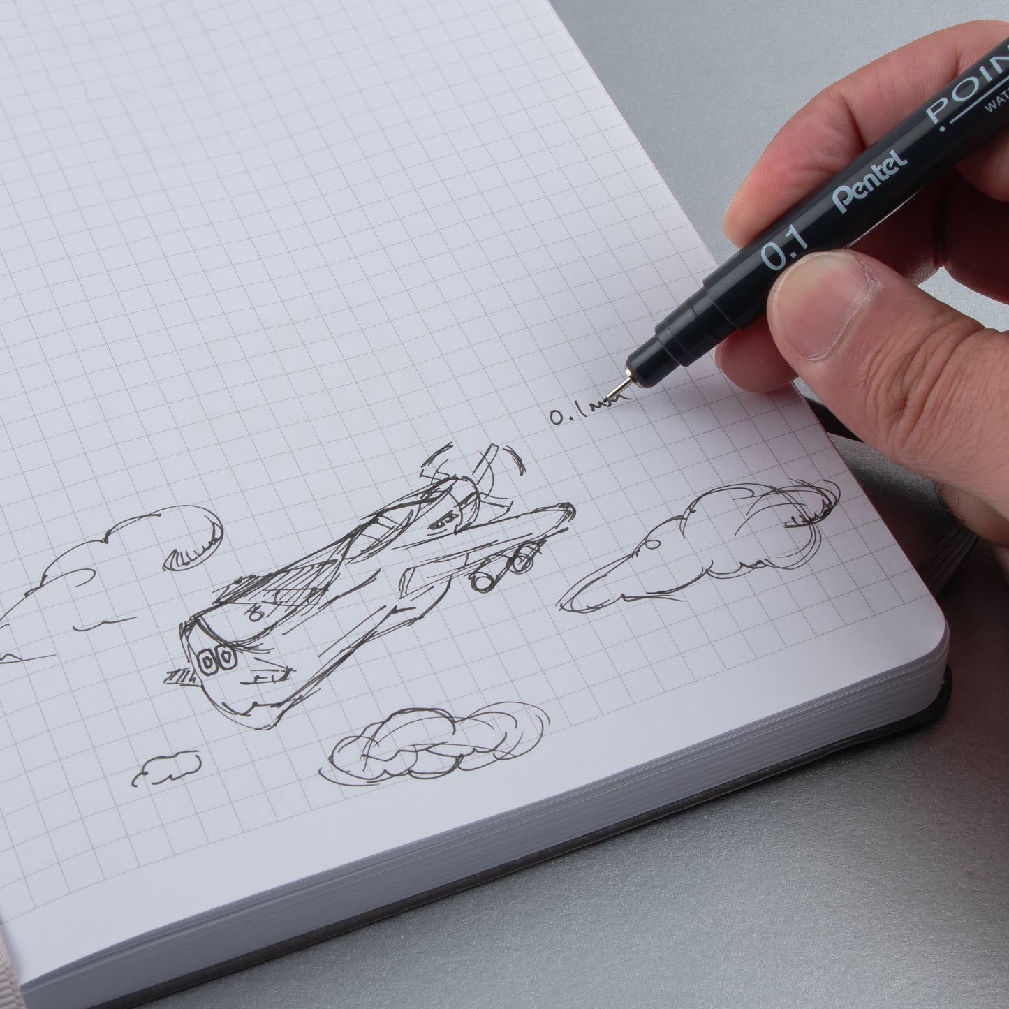 Pentel Arts Pointliner Pen, 0.1mm, Black Ink (S20P-1A)