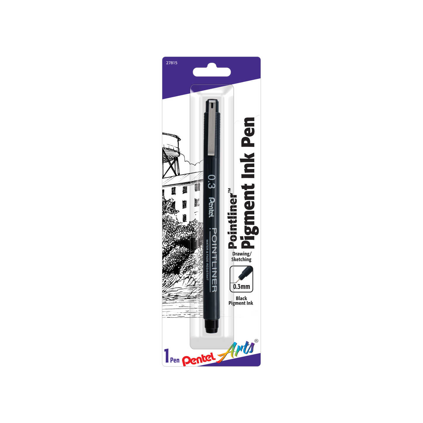 Pentel Arts Pointliner Pen, 1-Pack, 0.3mm, Black Ink (S20P3BPA)