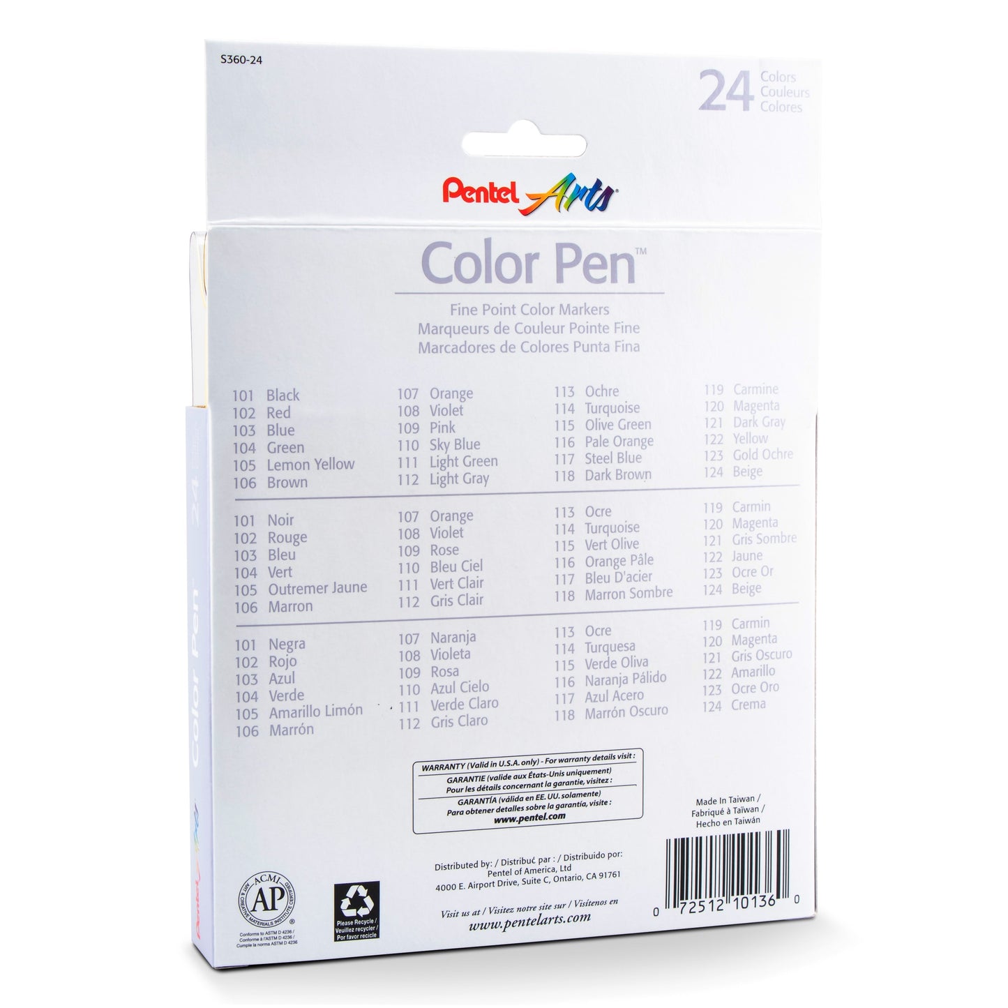 Pentel Arts Color Pen 24-Color Set (S360-24)