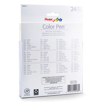 Pentel Arts Color Pen 24-Color Set (S360-24)