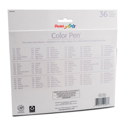 Pentel Arts Color Pen 36-Color Set (S360-36)