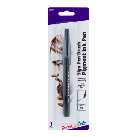 Pentel Arts Sign Pen Brush, Sepia Pigment Ink, 1-PK (SESP15BPSP)
