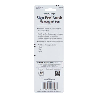 Pentel Arts Sign Pen Brush, Sepia Pigment Ink, 1-PK (SESP15BPSP)