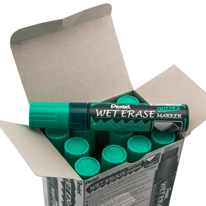 Pentel Arts Wet Erase Chalk Marker, Jumbo Tip, Green Ink (SMW56-D)