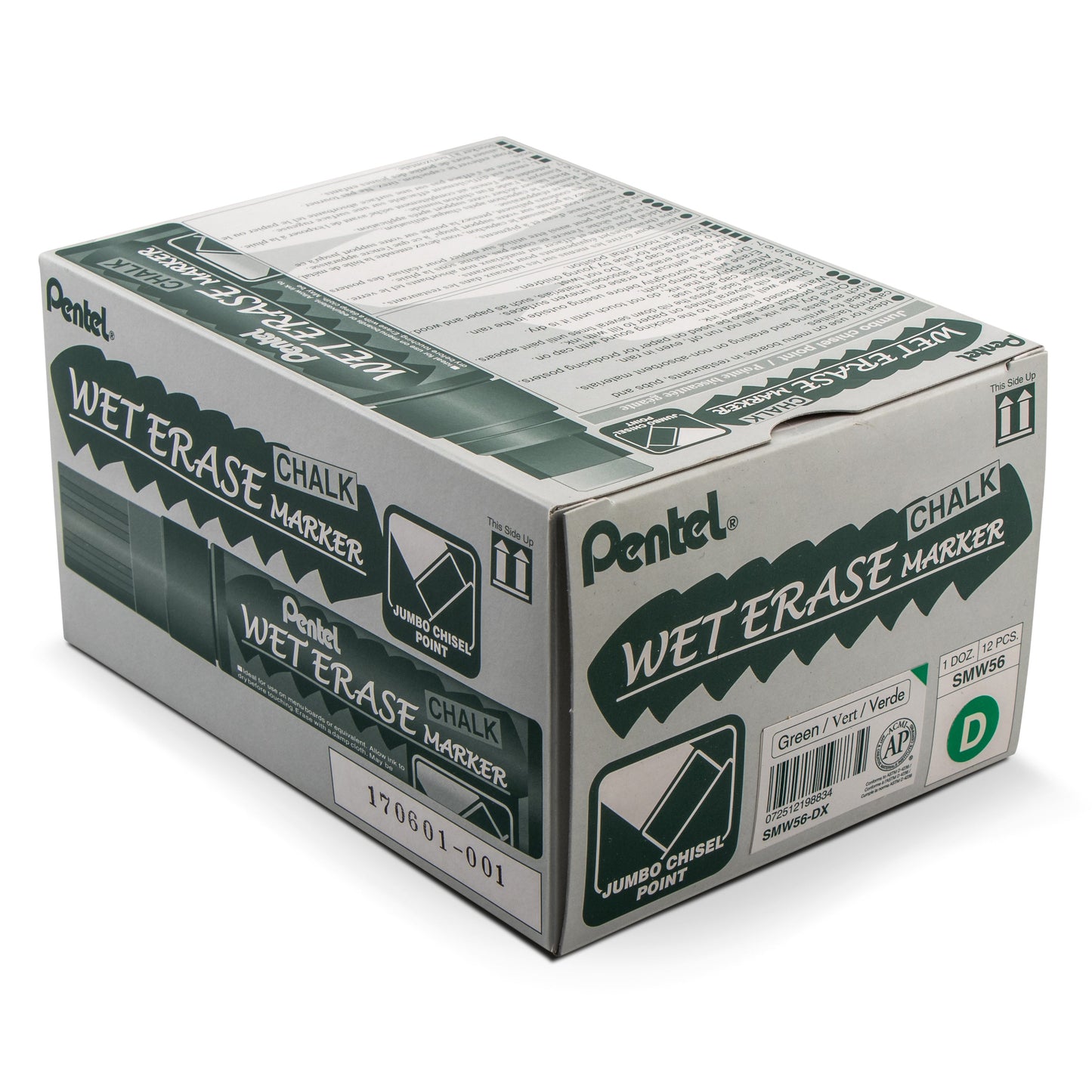Pentel Arts Wet Erase Chalk Marker, Jumbo Tip, Green Ink (SMW56-D)