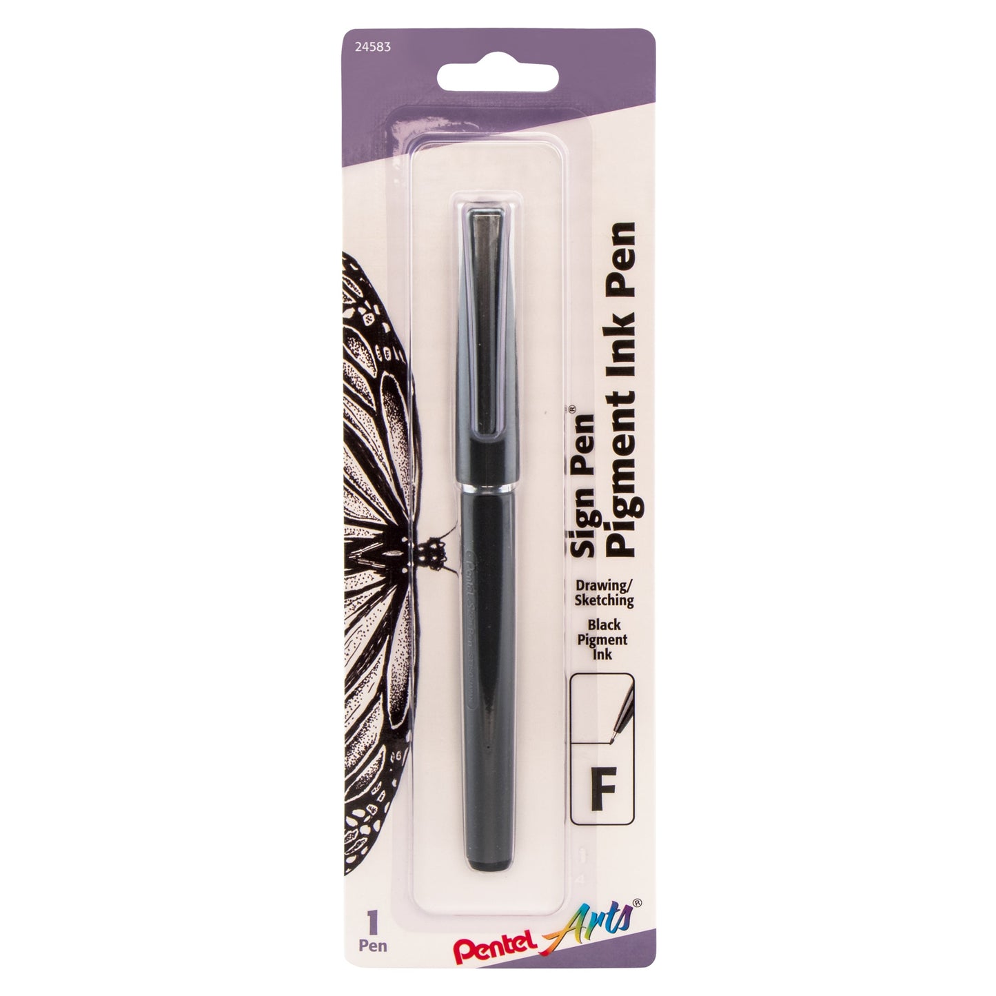 Pentel Arts Sign Pen with Pigment Ink - Black Ink 1-Pk (ST150BPA)