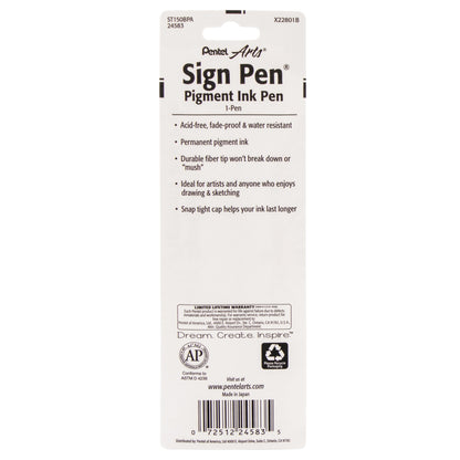 Pentel Arts Sign Pen with Pigment Ink - Black Ink 1-Pk (ST150BPA)