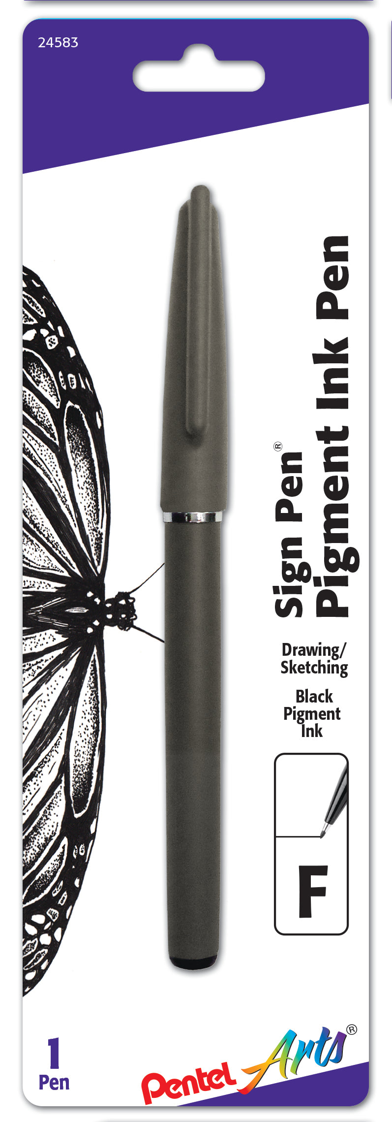 Pentel Arts Sign Pen with Pigment Ink - Black Ink 1-Pk (ST150BPA)