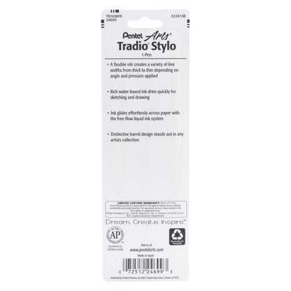 Pentel Arts Tradio Stylo Sketch Pen Black Ink, 1-Pk (TRJ50BPA), 144 Each
