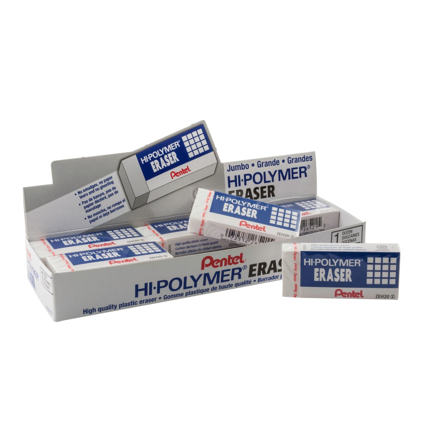 Hi-Polymer Block Eraser, Jumbo Size, White (ZEH-20)