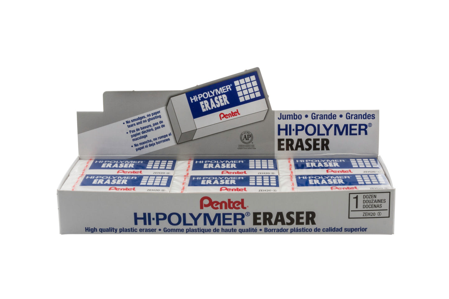 Hi-Polymer Block Eraser, Jumbo Size, White (ZEH-20)