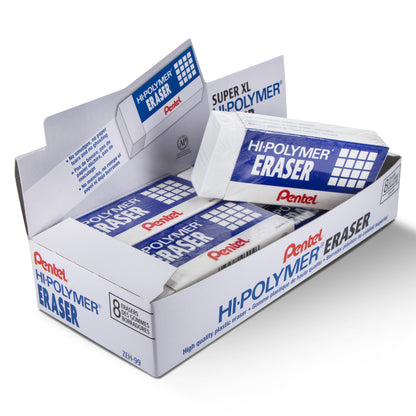 Pentel Hi-Polymer Block Eraser, Super XL White, Open Stock (8-pc) (ZEH-99), 48 Dozen