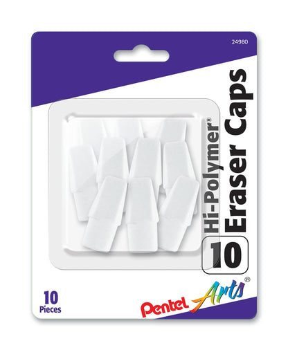 Pentel Arts Hi-Polymer White Cap Erasers10-Pk (ZEH02PABP10)