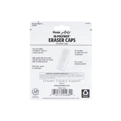 Pentel Arts Hi-Polymer White Cap Erasers10-Pk (ZEH02PABP10)