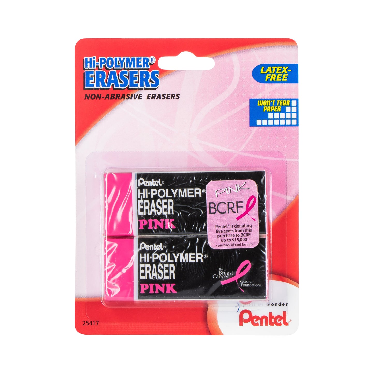 PINK BCA Hi-Polymer Block Eraser, Large Pink 2-Pk (ZEH10BCBP2)