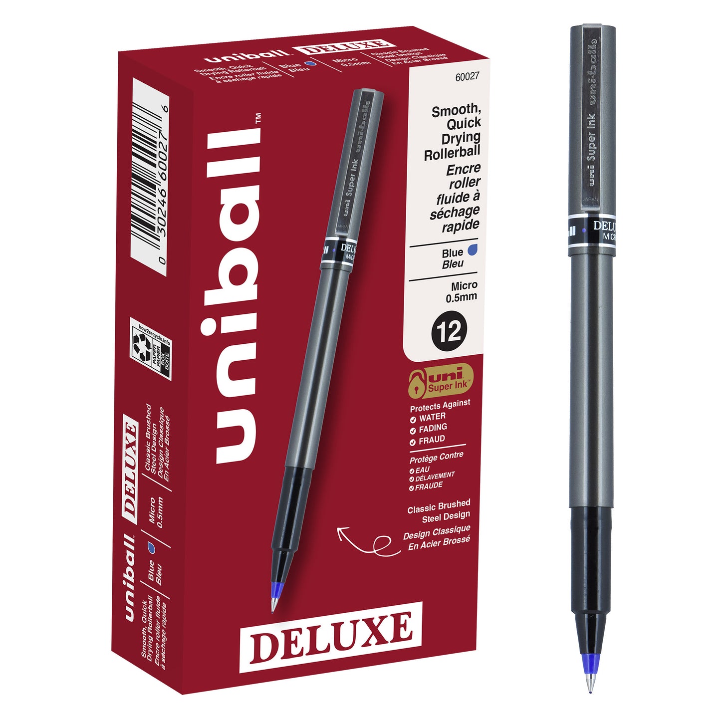 uniball™ Deluxe Rollerball Pen, Micro Point (0.5mm), Blue Ink
