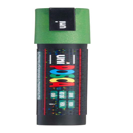 uni® POSCA PC-3ML Water-Based Glitter Paint Markers, Reversible Fine Tip (0.9-1.3mm), Glitter Green