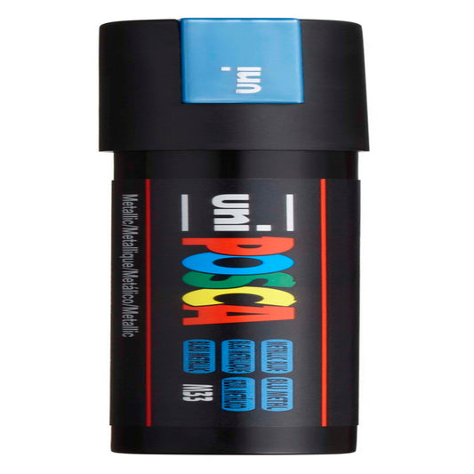 uni® POSCA PC-5M Water-Based Paint Markers, Reversible Medium Tip (1.8-2.5mm), Metallic Blue