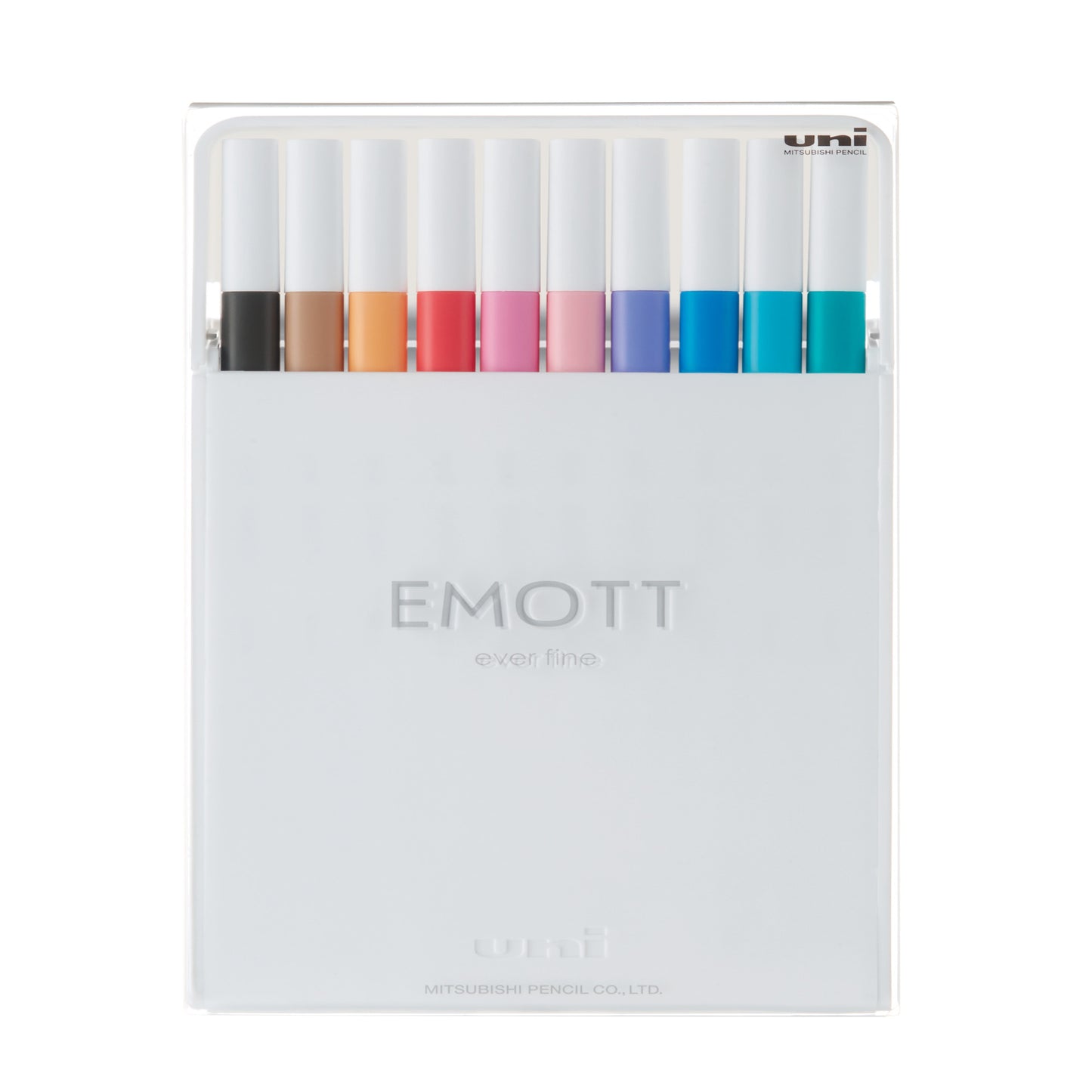 uni® Emott Fine Line Marker Pens (Set 2), Fine Point (0.4mm), Assorted Ink, 10 Pack
