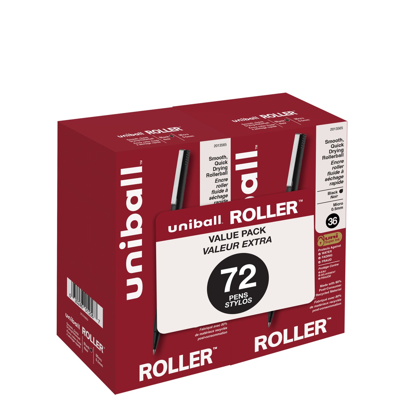 uniball™ Roller Rollerball Pens, Micro Point (0.5mm), Black, 72 Pack